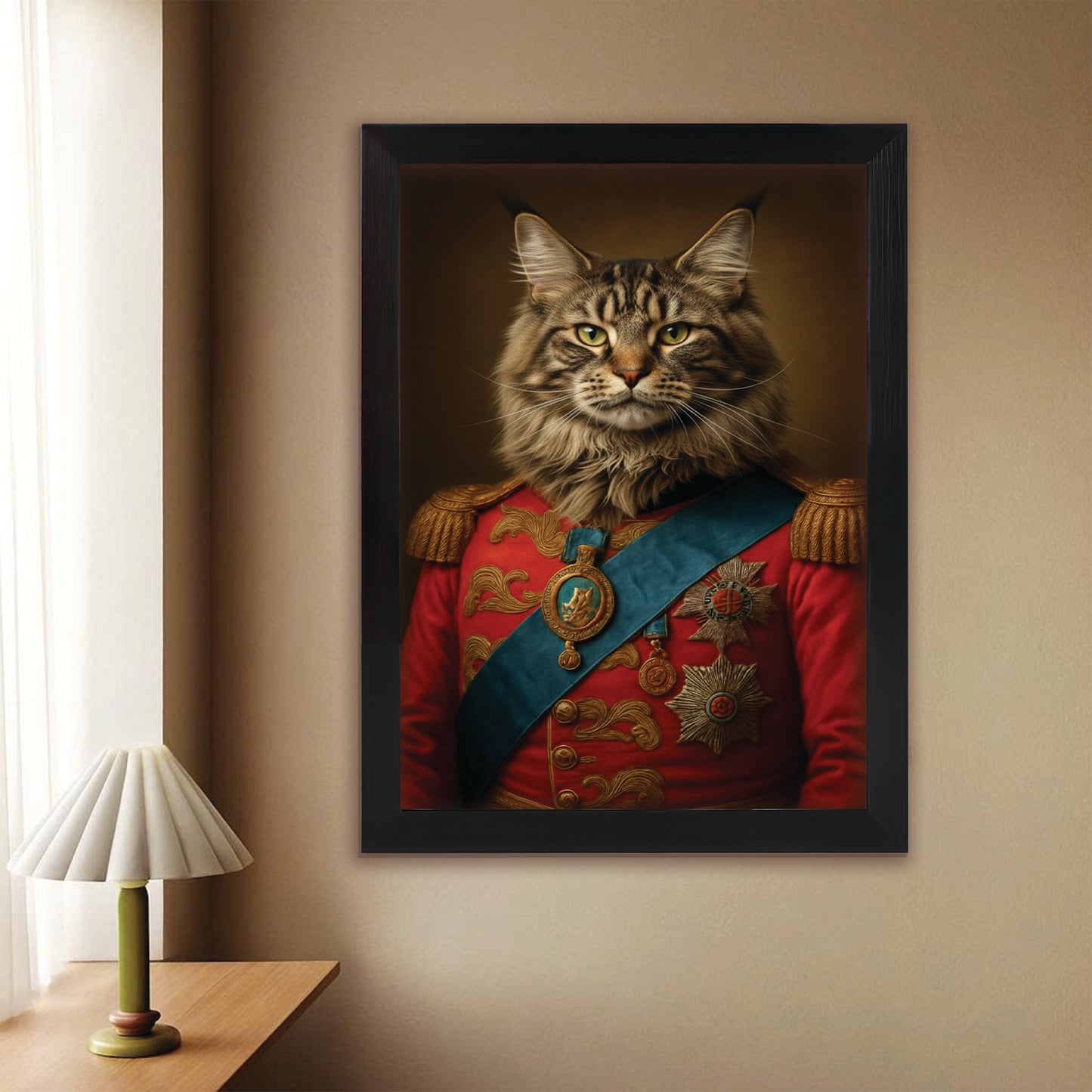 Custom Photo Royal Cat Canvas Framed Wall Art Gift For Cat Lover