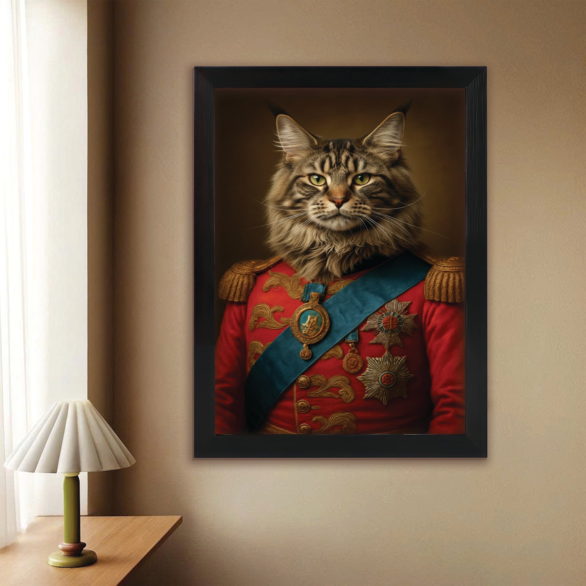 Custom Photo Royal Cat Canvas Framed Wall Art Gift For Cat Lover