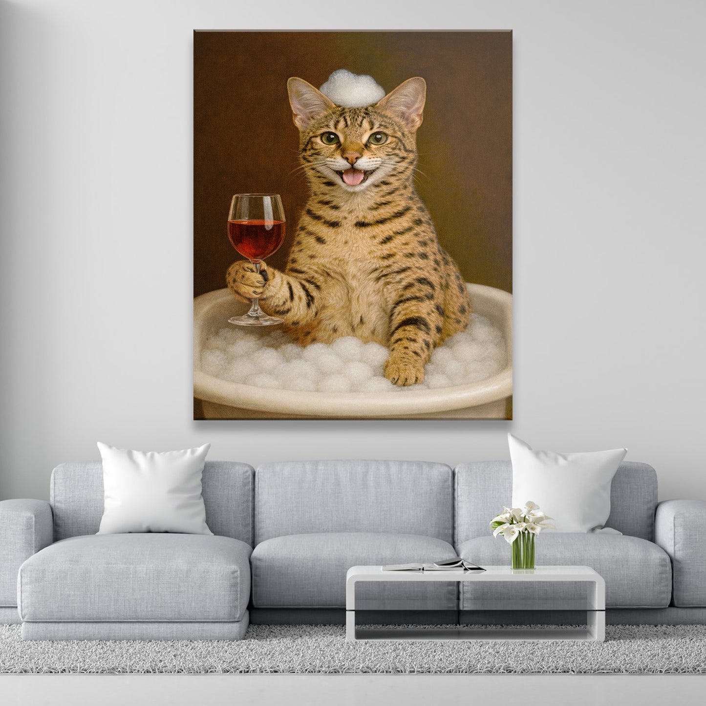 Custom Photo Cat Bathroom Style 27 Canvas Gift For Cat Lovers
