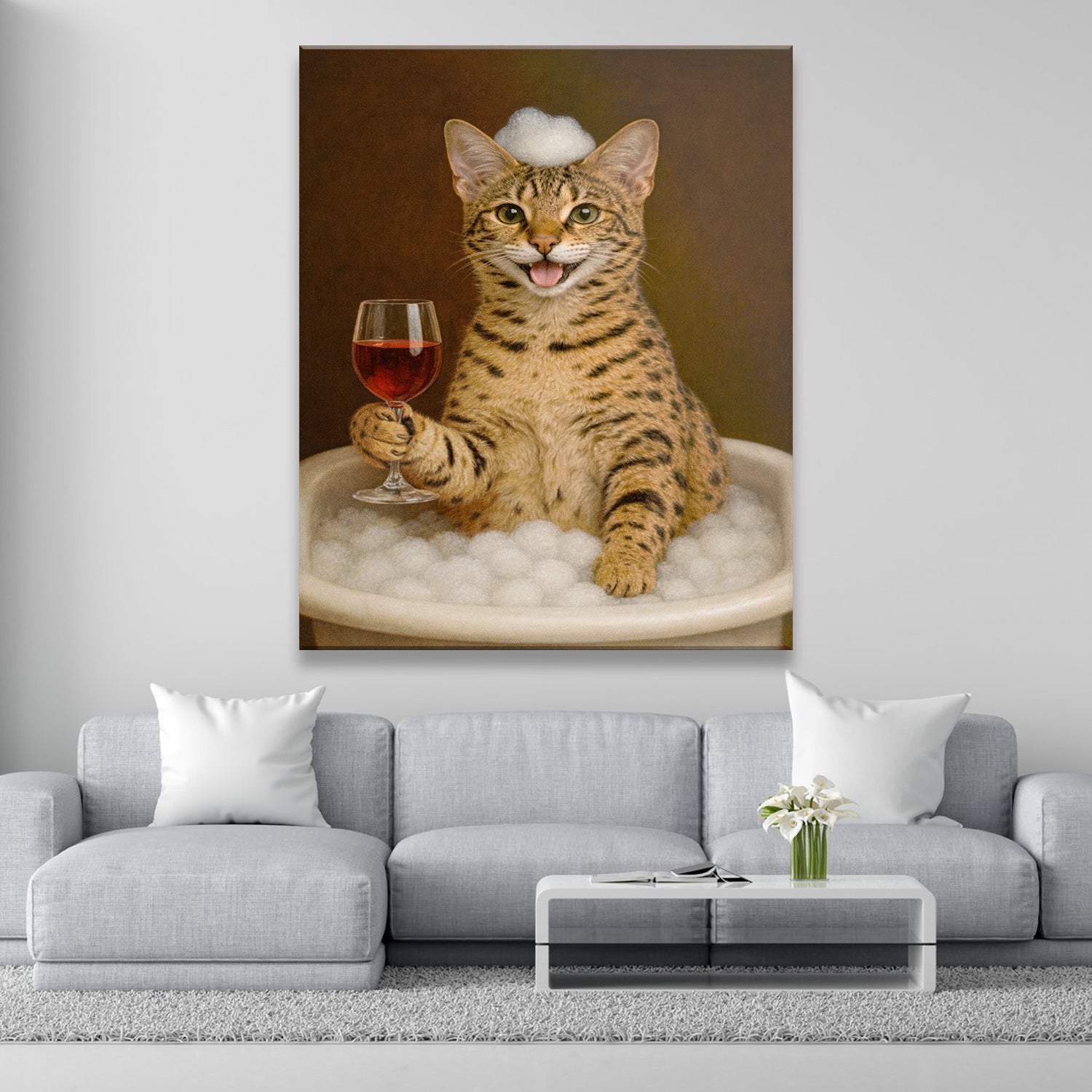 Custom Photo Cat Bathroom Style 27 Canvas Gift For Cat Lovers