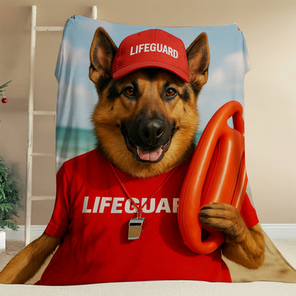 Custom Photo Lifeguard Dog BlanketGift For Dog Lovers