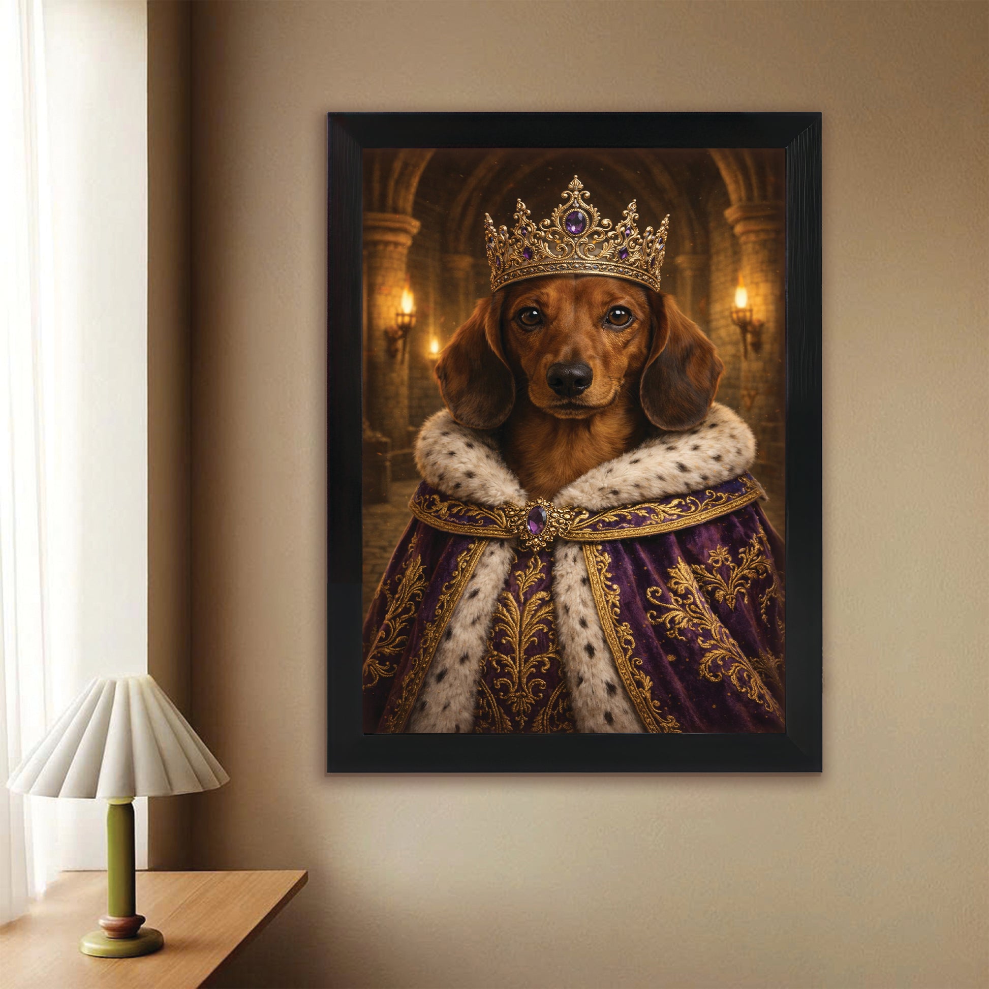 Custom Photo Queen King Dog Canvas Framed Wall Art Gift For Dog Lovers