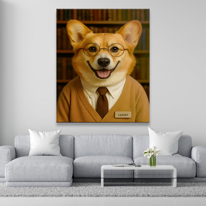 Custom Photo Librarian Book Lover Dog Canvas Gift For Dog Lovers
