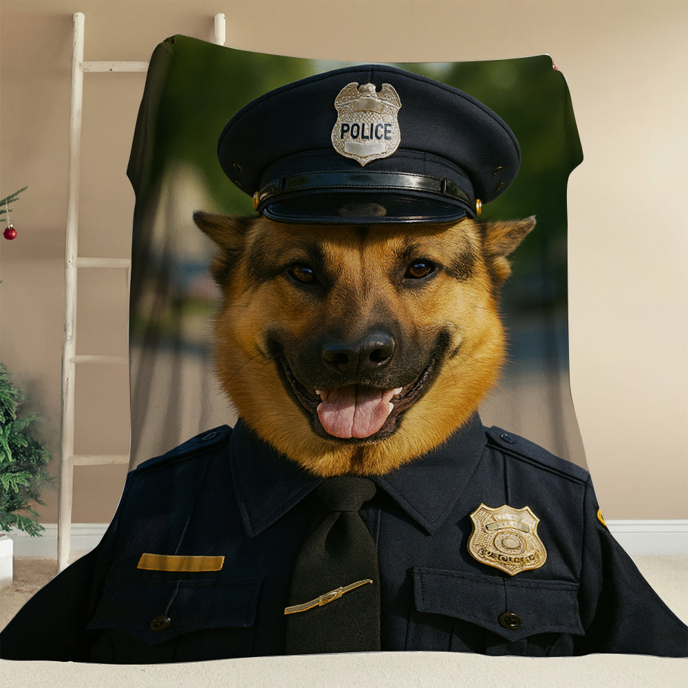 Custom Photo Police 2 Dog BlanketGift For Dog Lovers