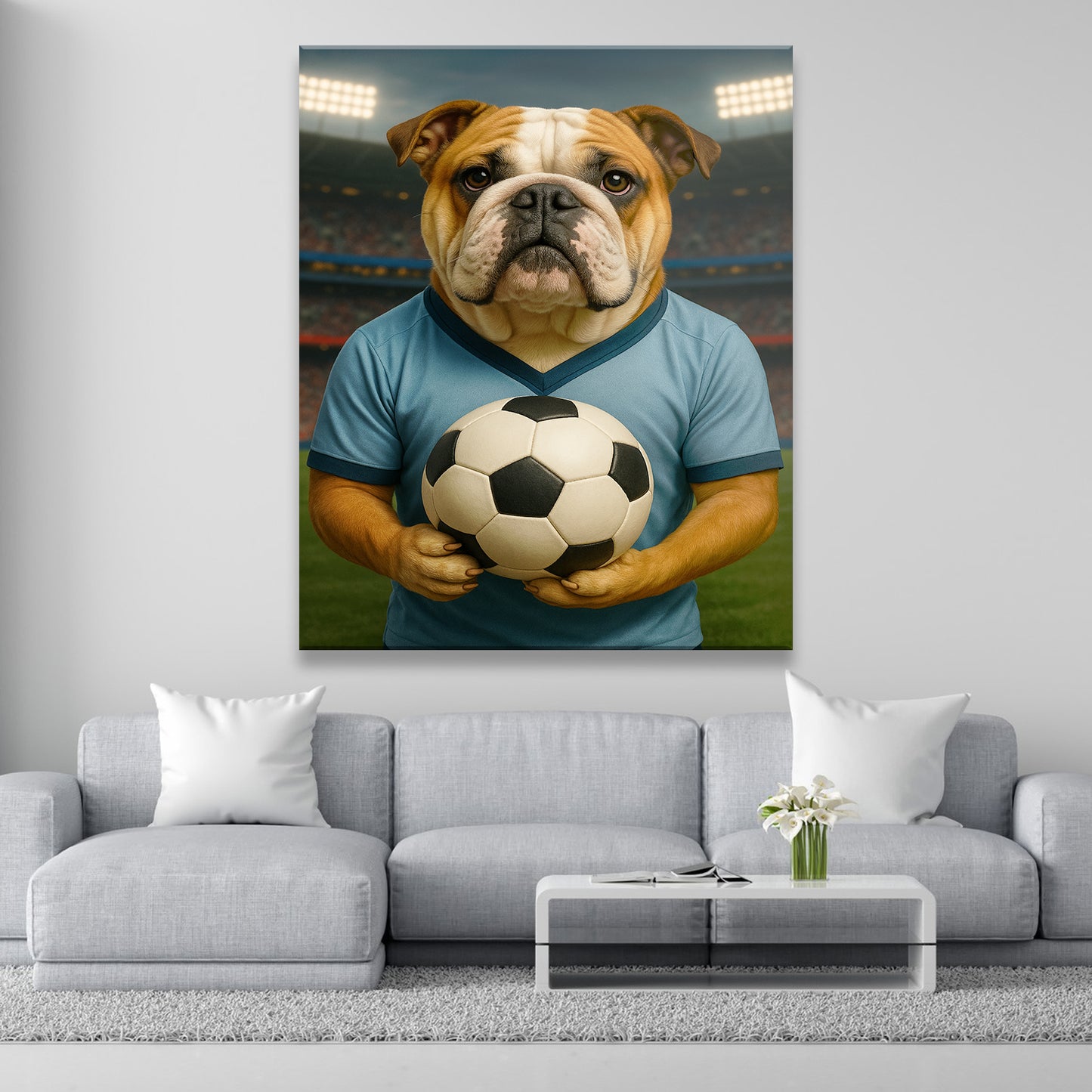 Custom Photo Soccer Dog Canvas Gift For Dog Lovers
