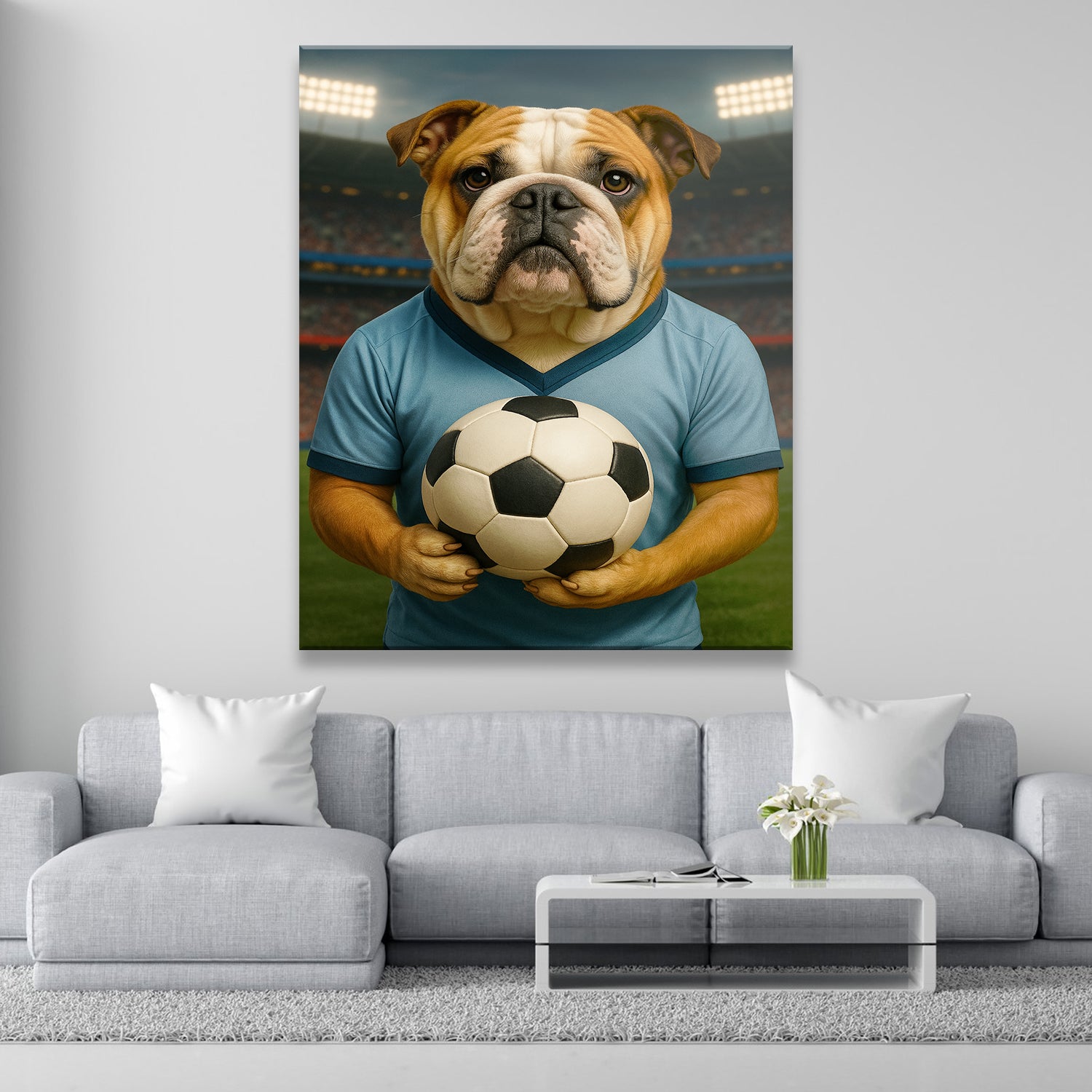Custom Photo Soccer Dog Canvas Gift For Dog Lovers