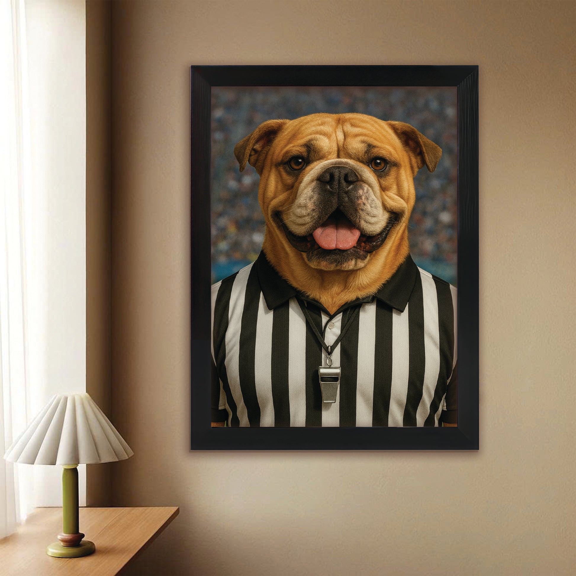 Custom Photo Referee Dog Canvas Framed Wall Art Gift For Dog Lovers