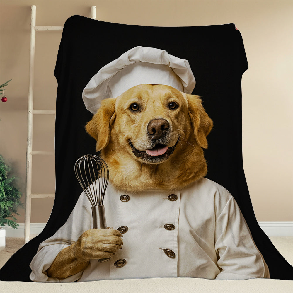 Custom Photo Dog Chef Blanket Gift For Dog Lover