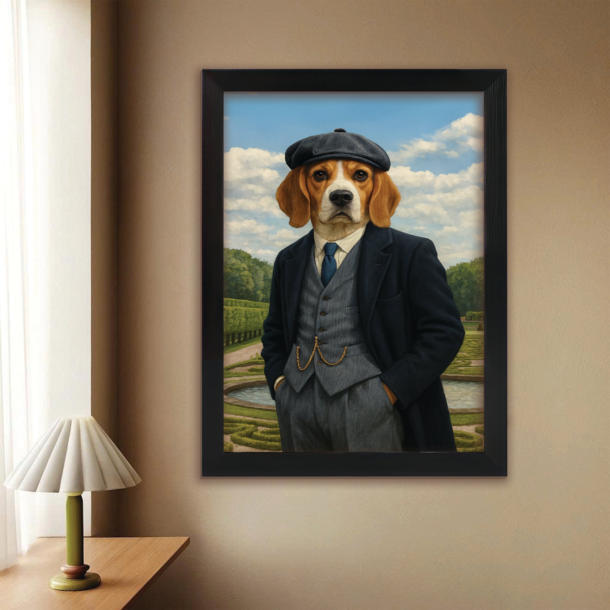 Custom Photo Pawky Blinder Dog Canvas Framed Wall Art