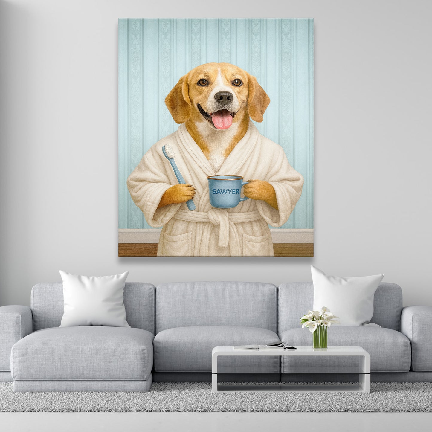 Custom Photo Dog Bathroom Canvas Dog Gifts Lovers