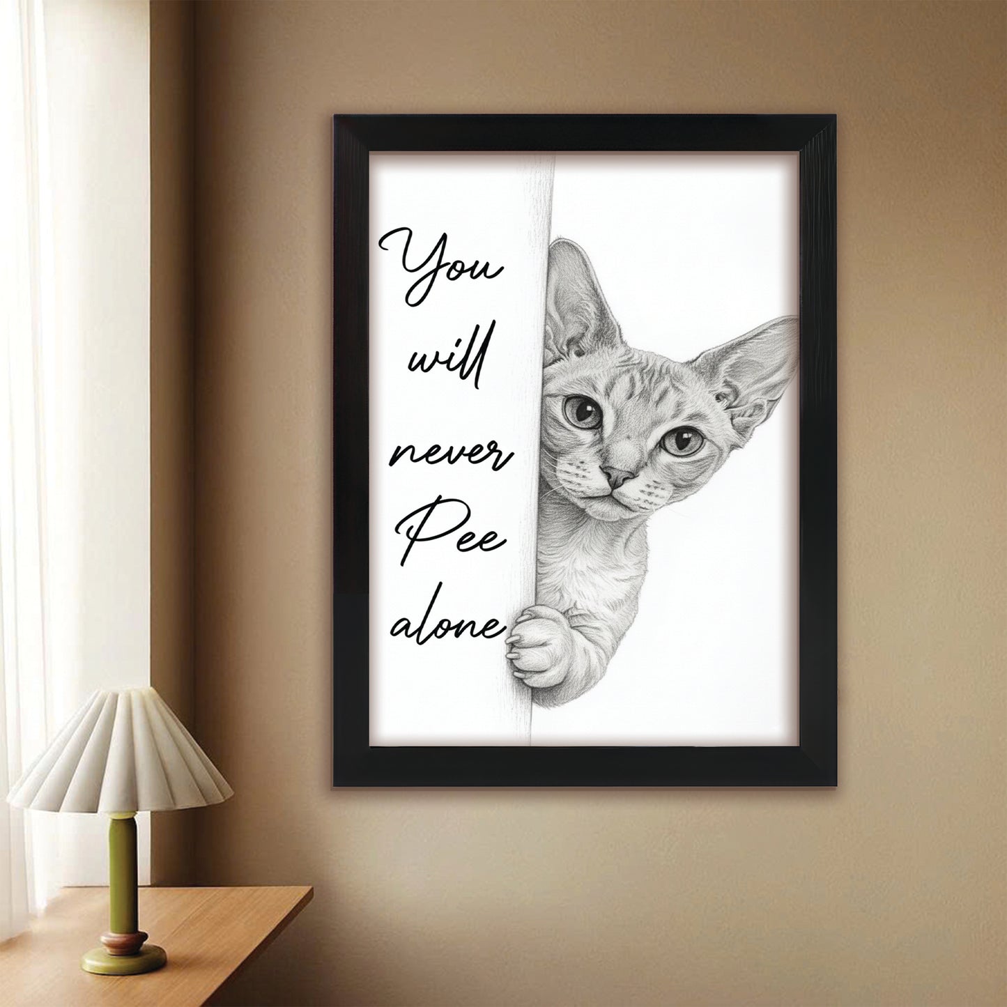 Custom Photo Cat Breed Bathroom Canvas Framed Wall Art Gift For Cat Lovers