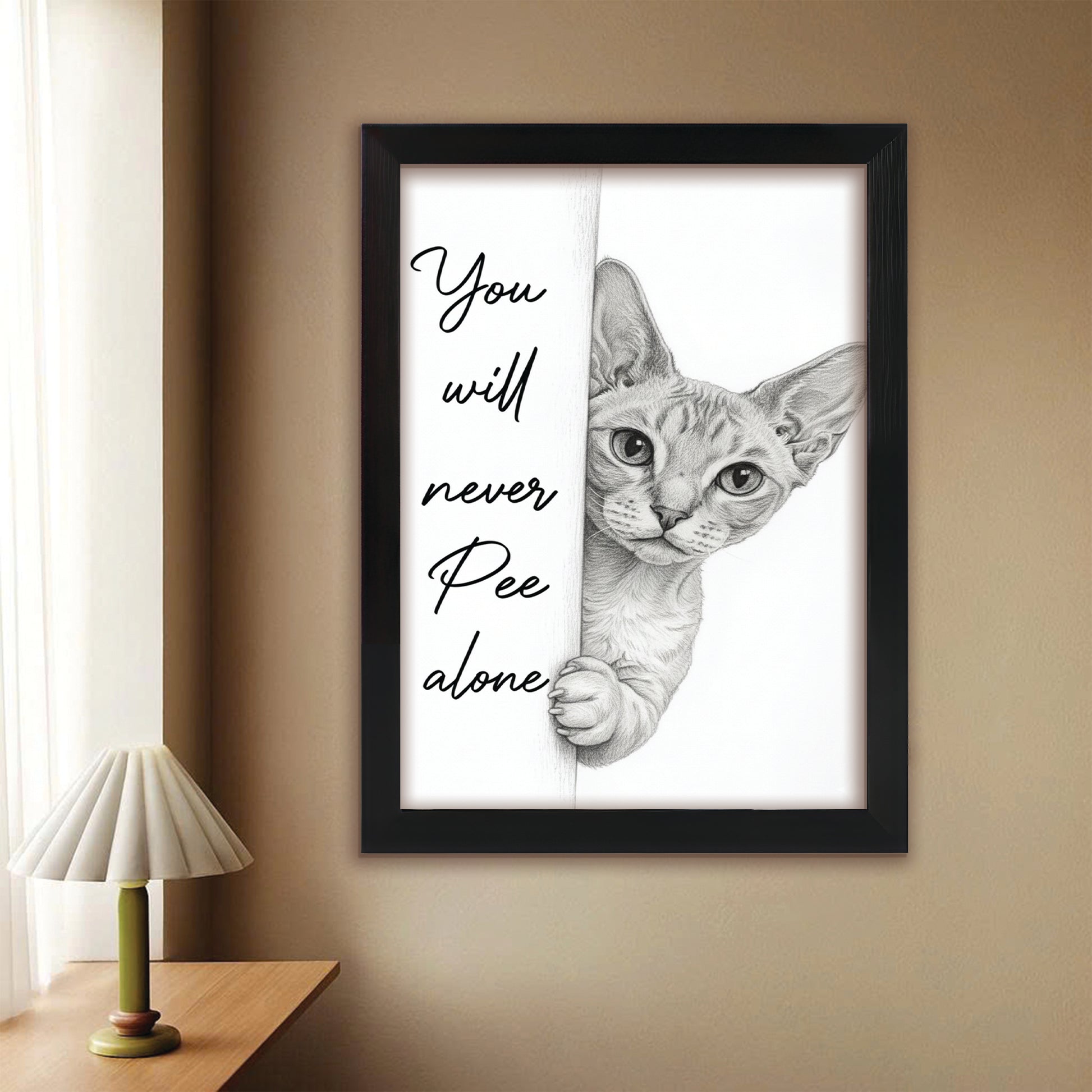 Custom Photo Cat Breed Bathroom Canvas Framed Wall Art Gift For Cat Lovers
