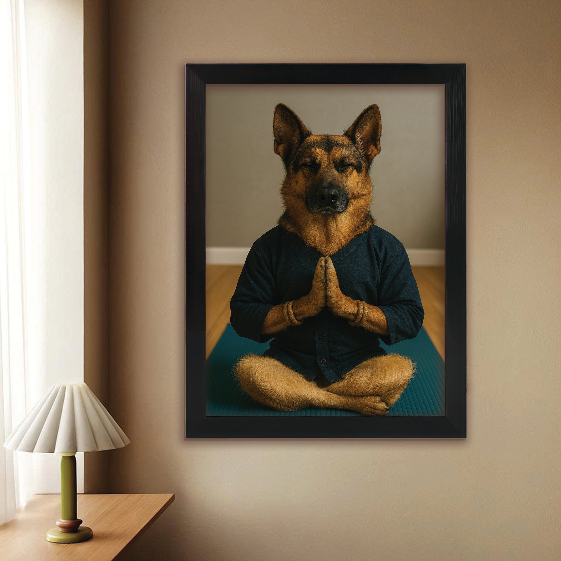 Custom Photo Yoga Dog Canvas Framed Wall Art Gift For Dog Lovers