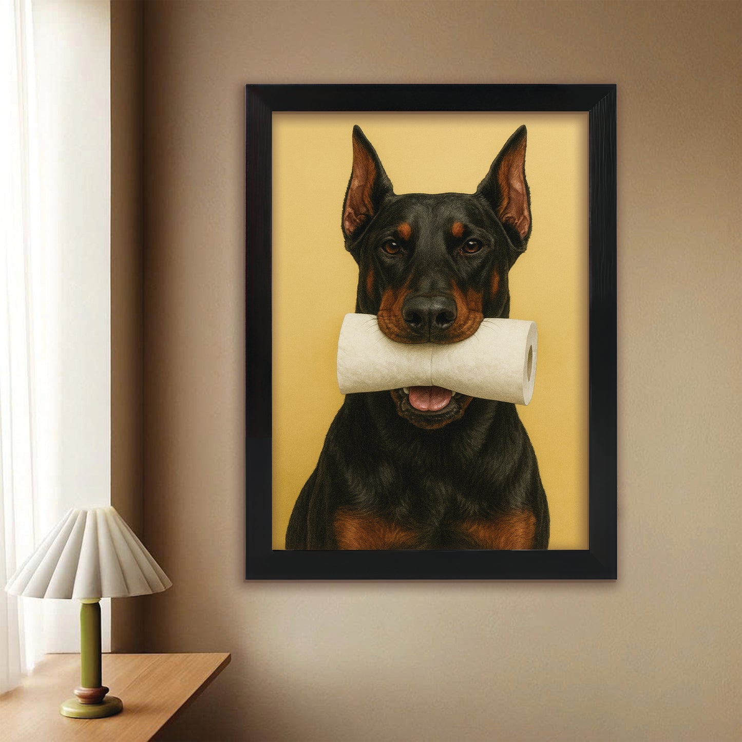 Custom Photo Dog Bathroom Style 23 Canvas Framed Wall Art Gift For Dog Lovers