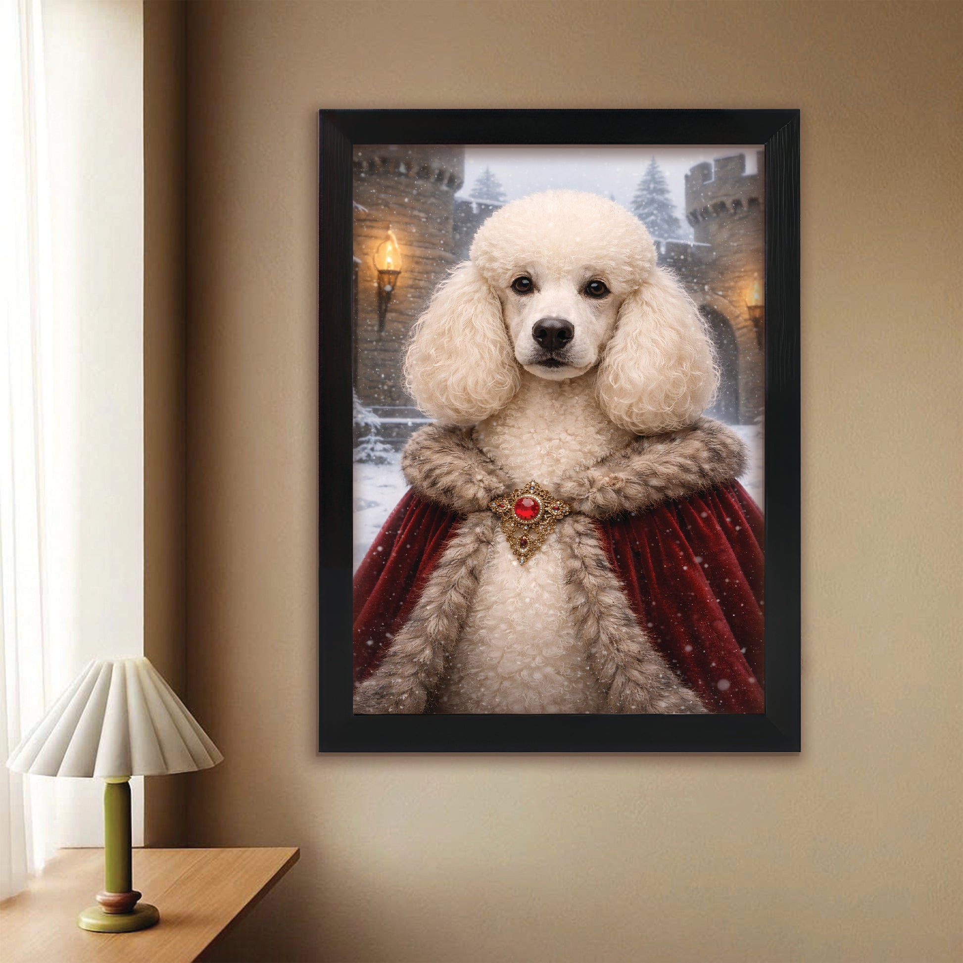 Custom Photo Winter King Royal Canvas Framed Wall Art Gift For Dog Lovers