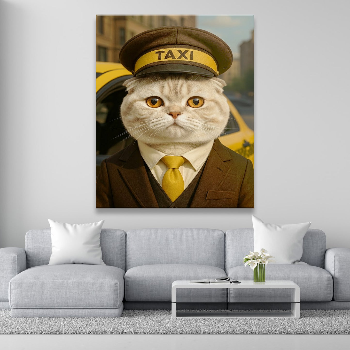 Custom Photo Taxi Driver Cat Canvas Gift For Cat Lovers
