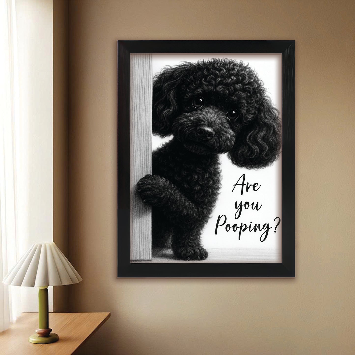Custom Photo Dog Bathroom Canvas Framed Wall Art Gift For Dog Lover
