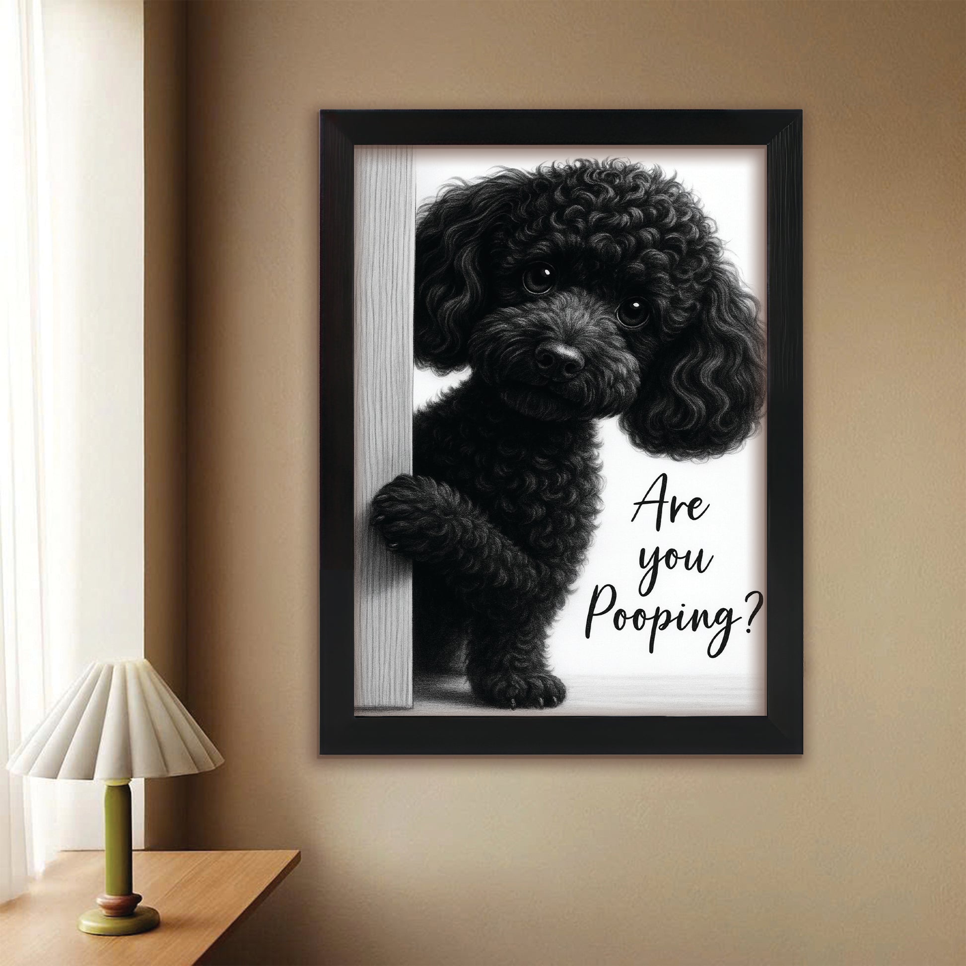 Custom Photo Dog Bathroom Canvas Framed Wall Art Gift For Dog Lover
