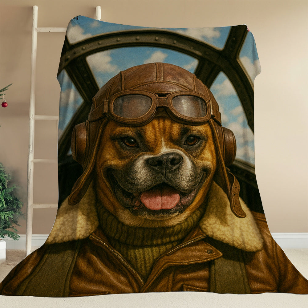 Custom Photo Pilot Dog BlanketGift For Dog Lover
