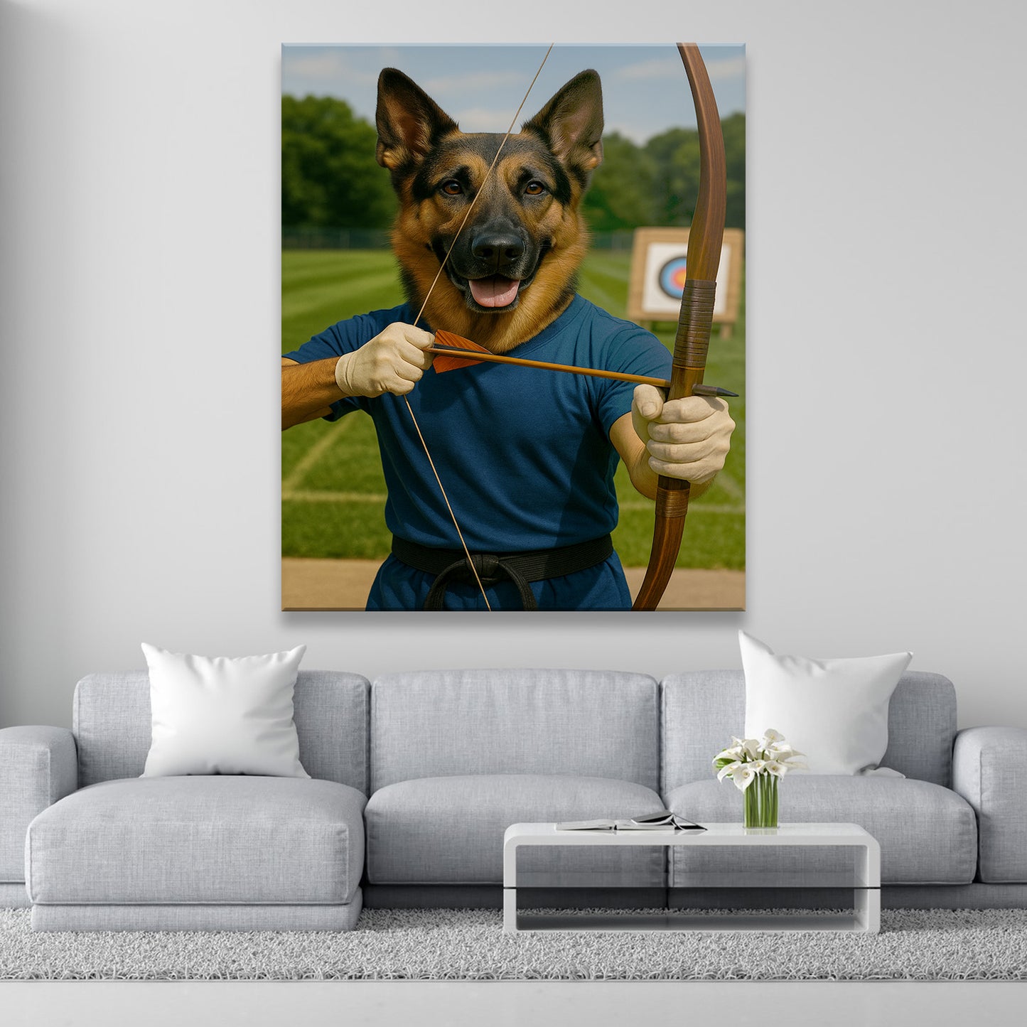 Custom Photo Archery Dog Canvas Gift For Dog Lovers