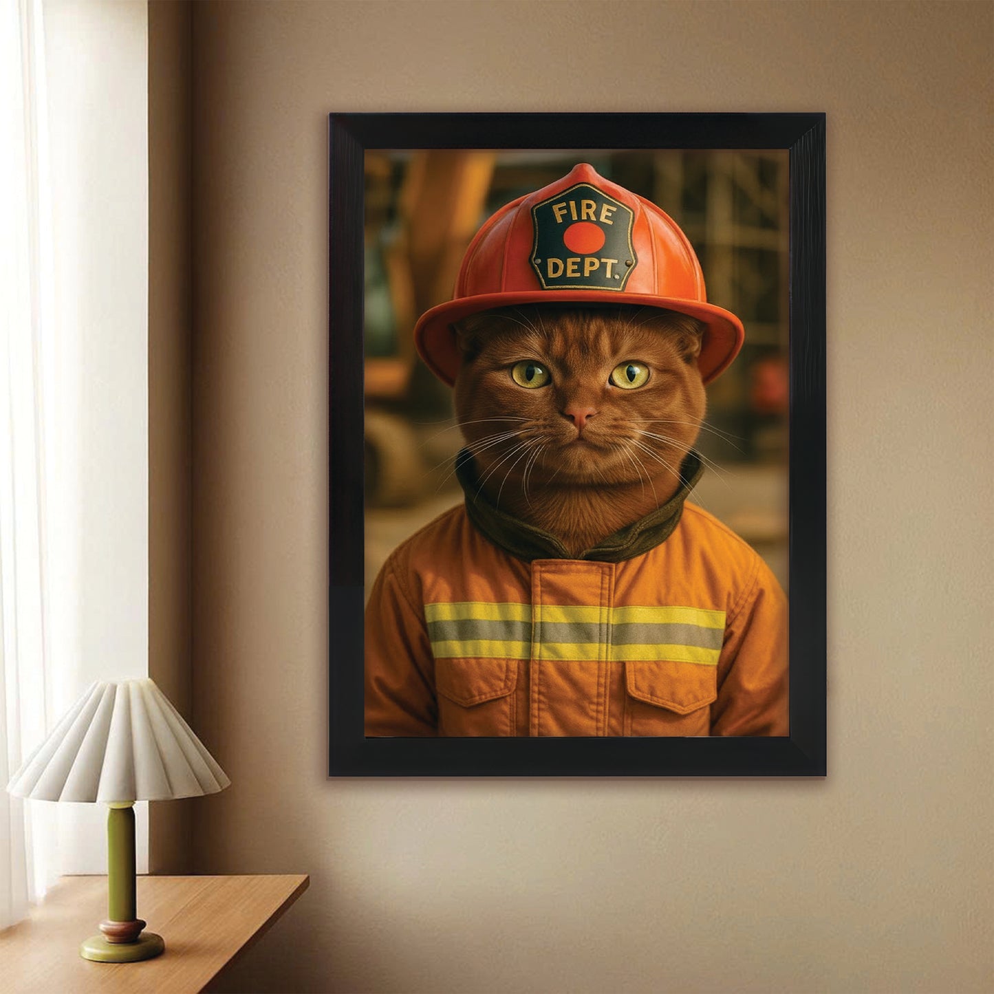 Custom Photo Construction Builder Canvas Framed Wall Art Gift For Cat Lovers