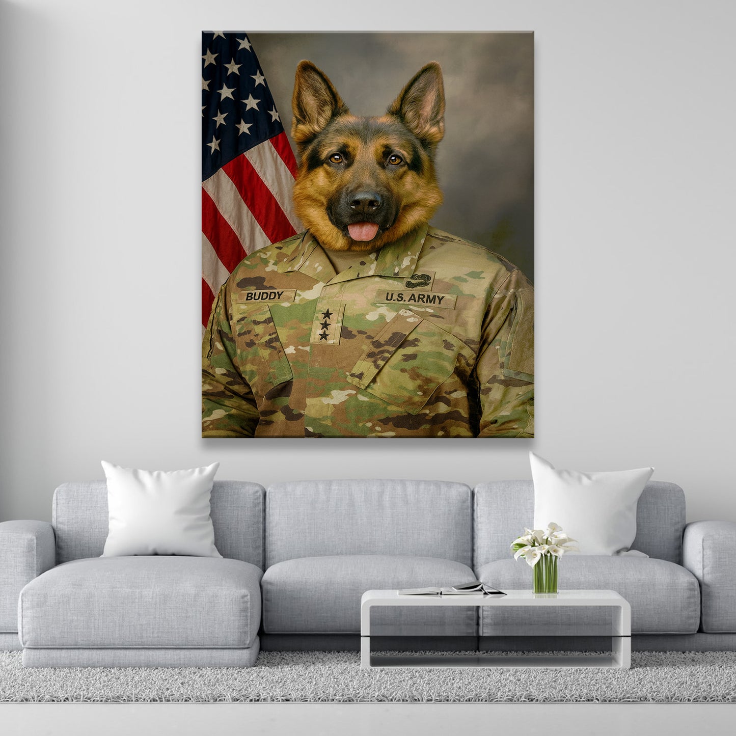 Custom Dog Photo Us Army Canvas _ Gift For Dog Lovers
