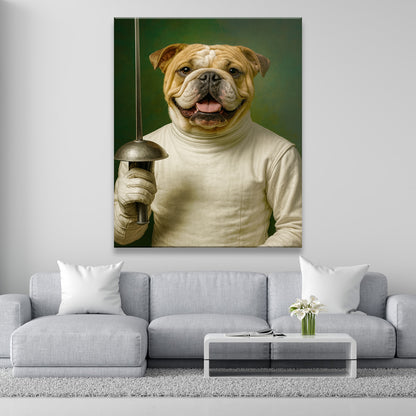 Custom Photo Fencer Dog Canvas Gift For Dog Lovers