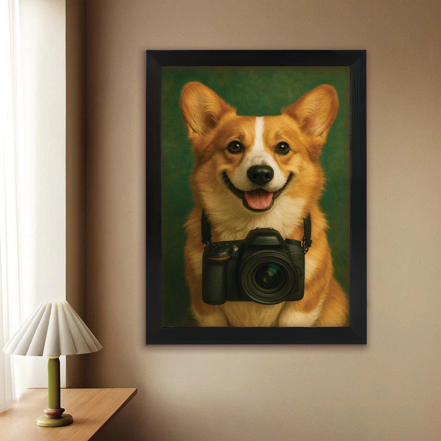 Custom Photo Photographer Dog Canvas Framed Wall Art Gift For Dog Lovers