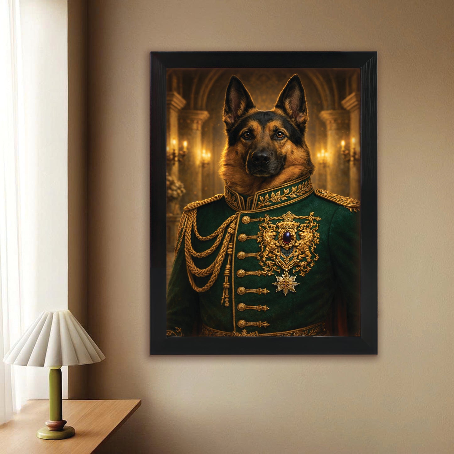 Custom Photo Dog Royal Style 11 Canvas Framed Wall Art Gift For Dog Lovers