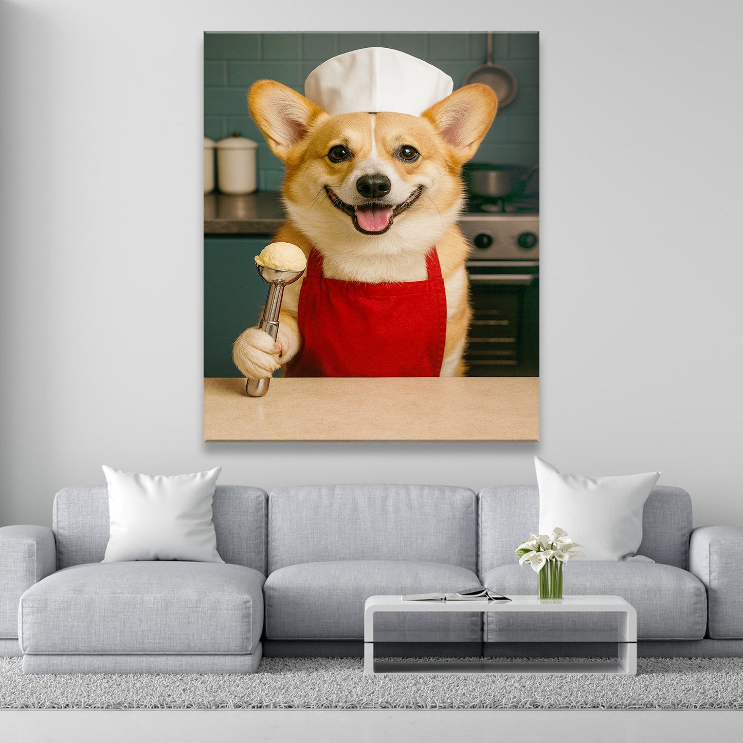 Custom Photo Dog Chef Canvas Gift For Dog Lovers