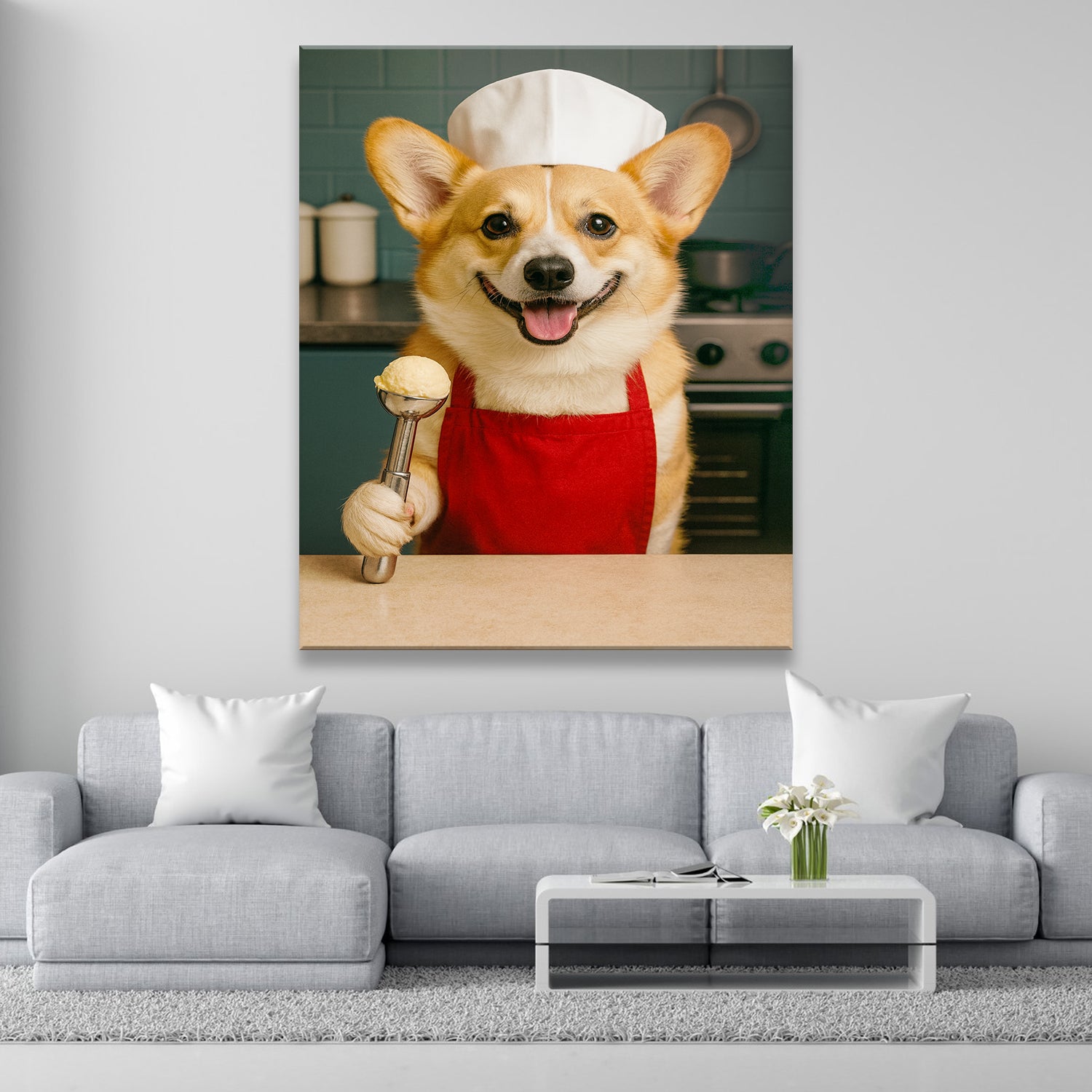 Custom Photo Dog Chef Canvas Gift For Dog Lovers