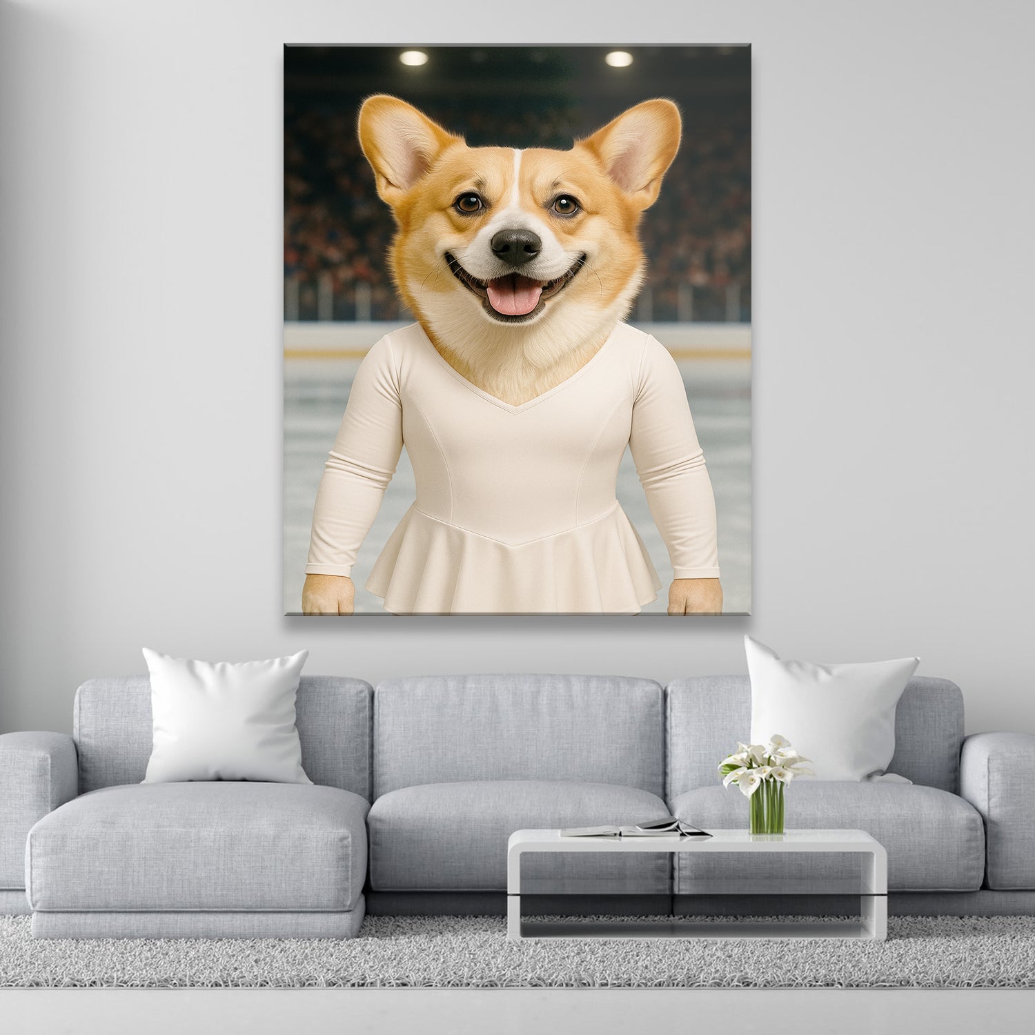 Custom Photo Ice Skater Dog Canvas Gift For Dog Lovers