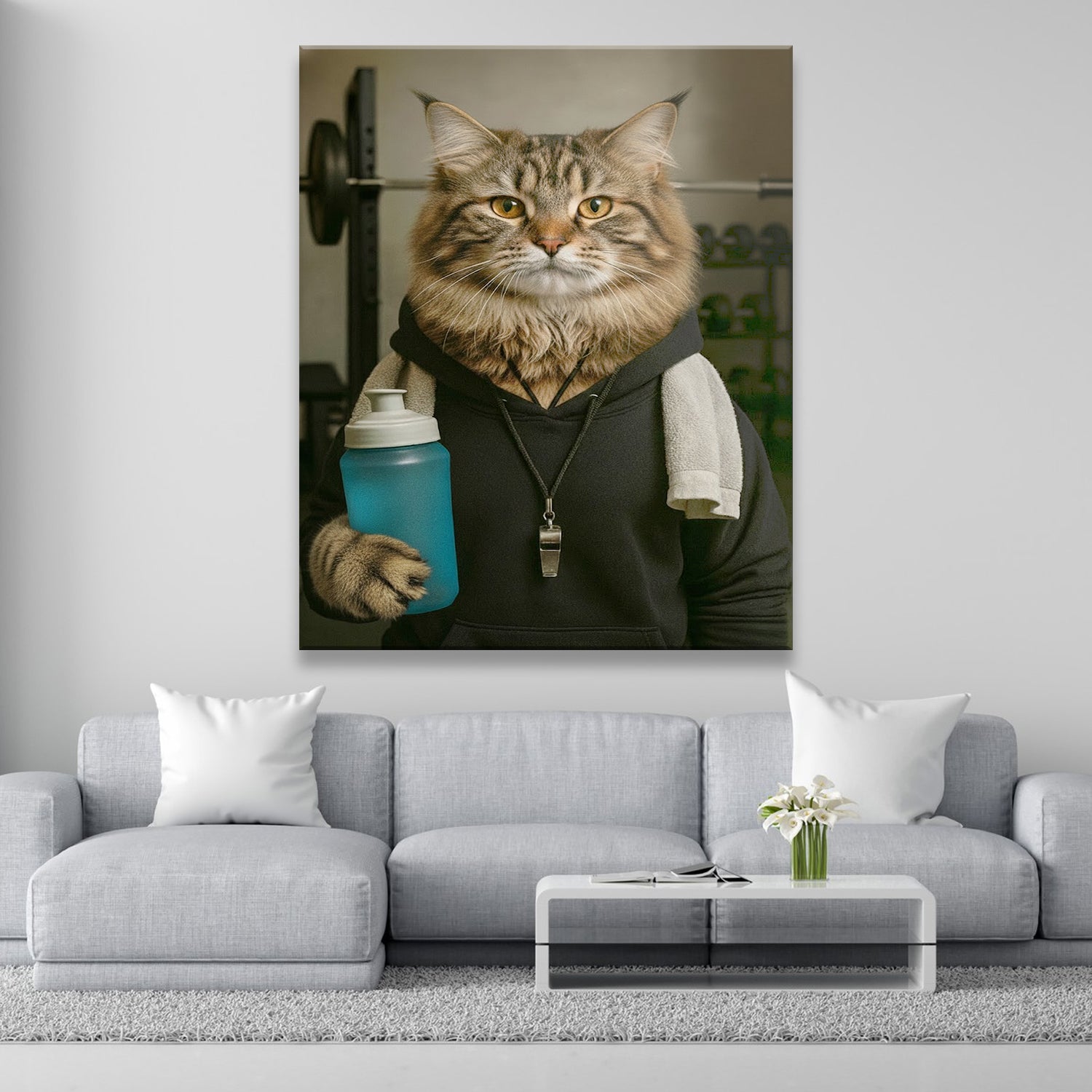 Custom Photo Personal Trainer Cat Canvas Gift For Cat Lovers