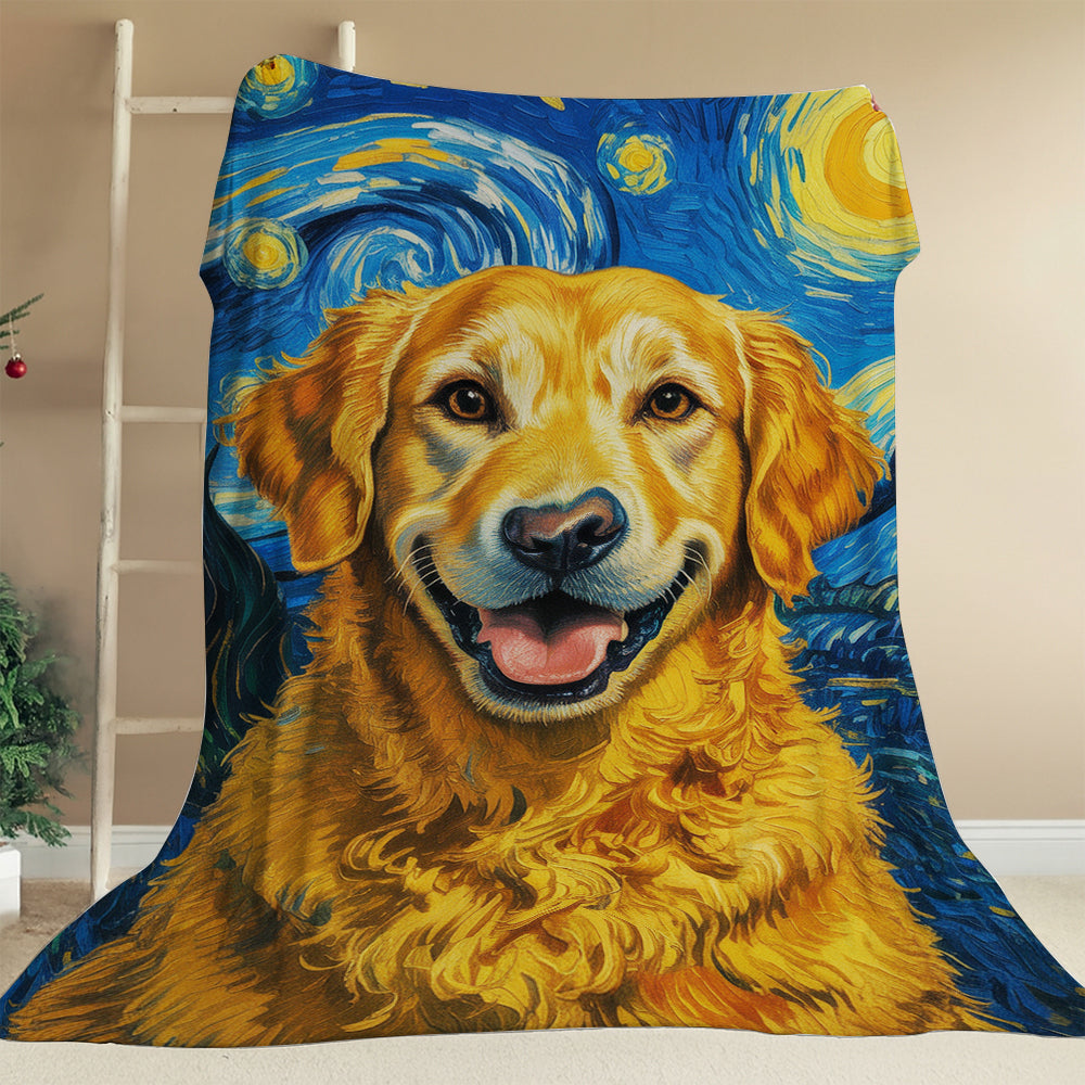Custom Photo Dog Starry Night Blanket Gift For Dog Lover