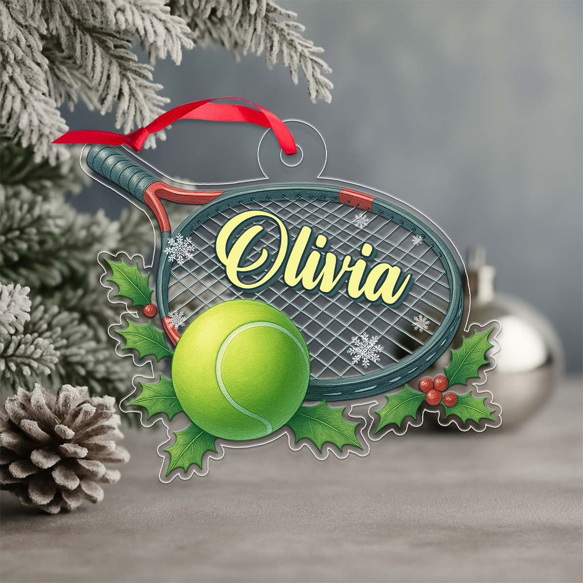 Custom Name Tennis Player Xmas Acrylic Ornament Christmas Gift