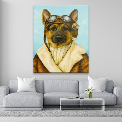 Custom Photo Portrait Pilot Canvas Gift For Dog Lovers