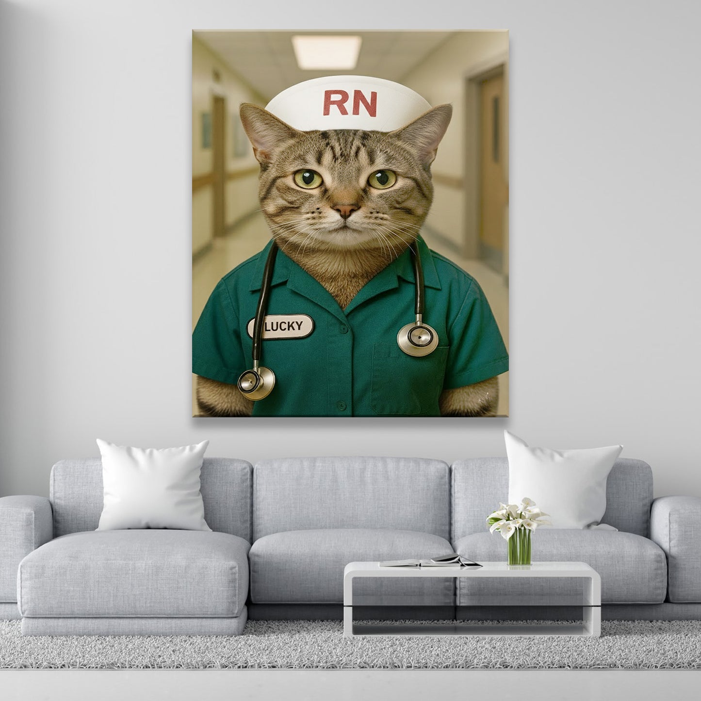 Custom Photo Registed Nurse Cat Canvas Gift For Cat Lovers