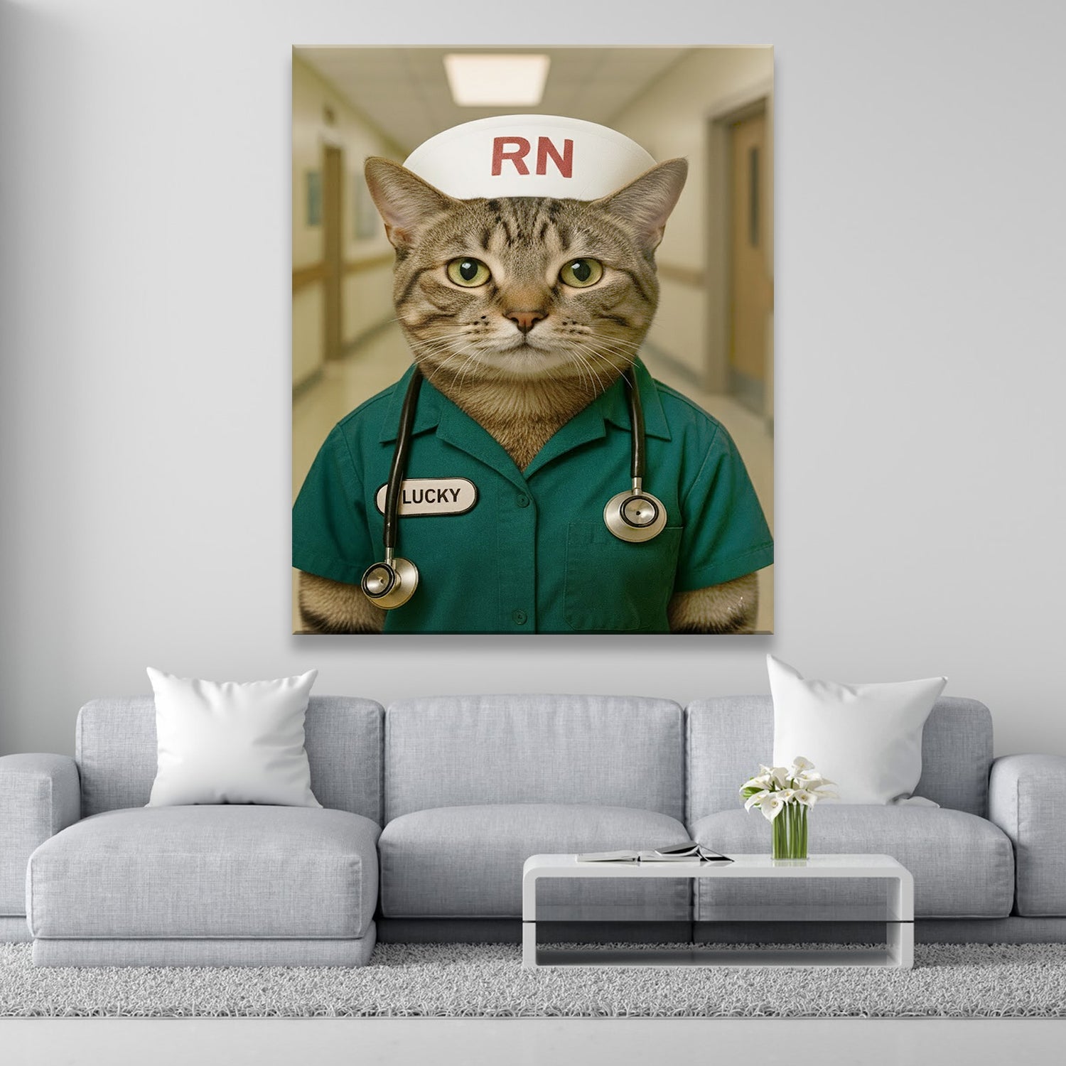 Custom Photo Registed Nurse Cat Canvas Gift For Cat Lovers