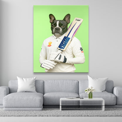 Custom Photo Cricketer Dog Canvas Gift For Dog Lovers