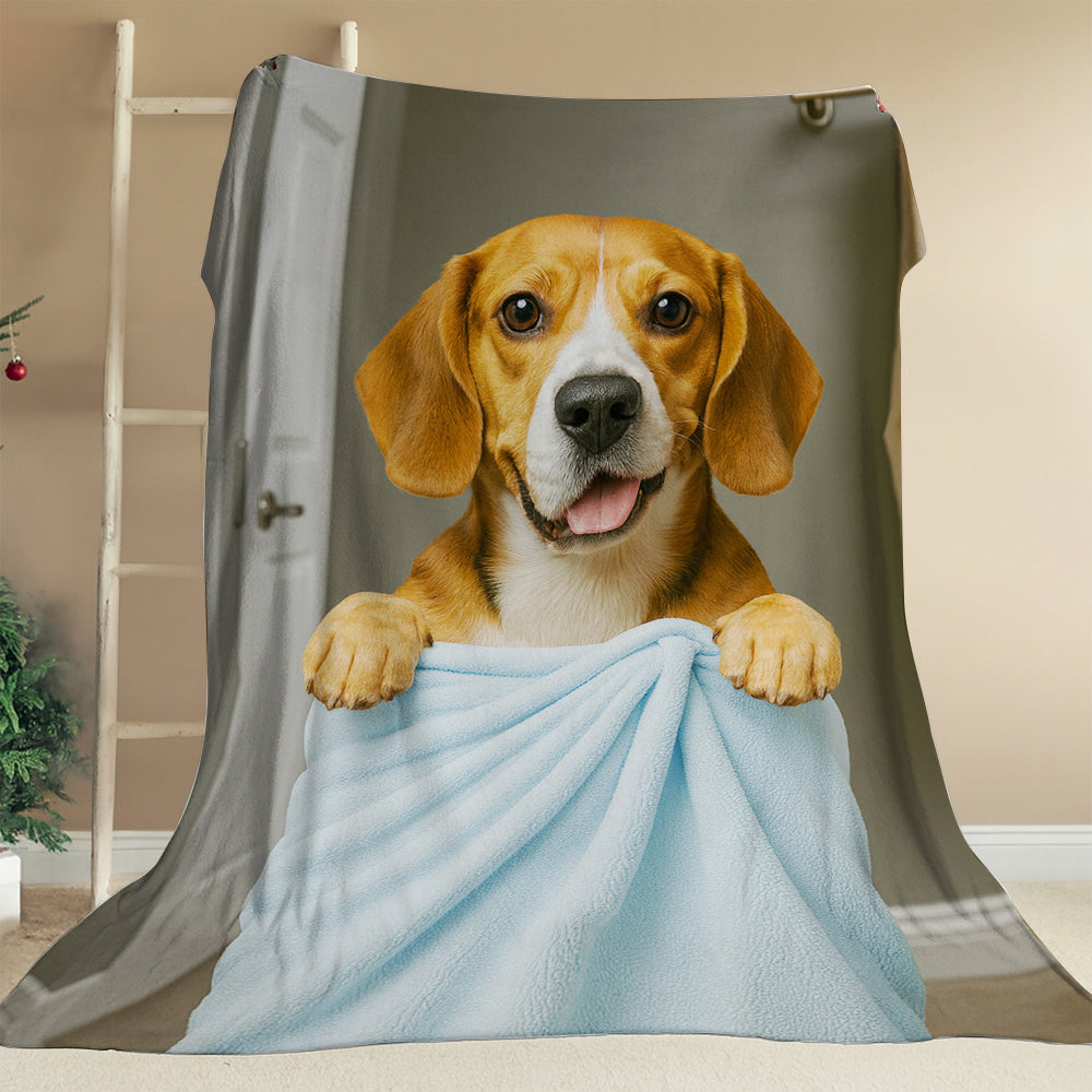 Custom Dog Photo In Bathroom BlanketDog Lover Gifts