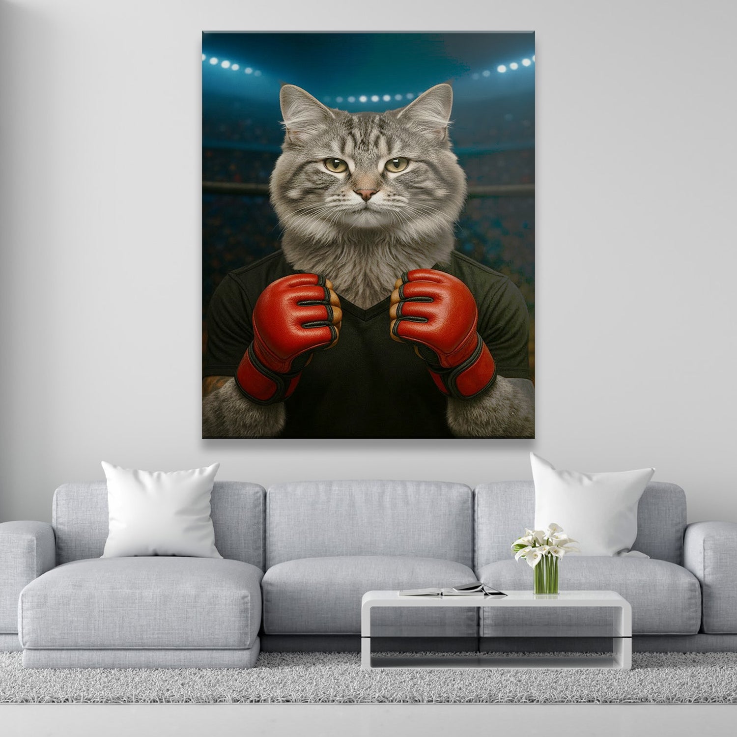 Custom Photo Mma Cat Canvas Gift For Cat Lovers