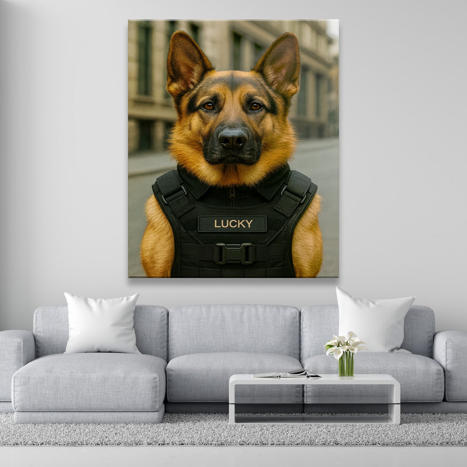 Custom Photo Tactical Dog Canvas Gift For Dog Lovers