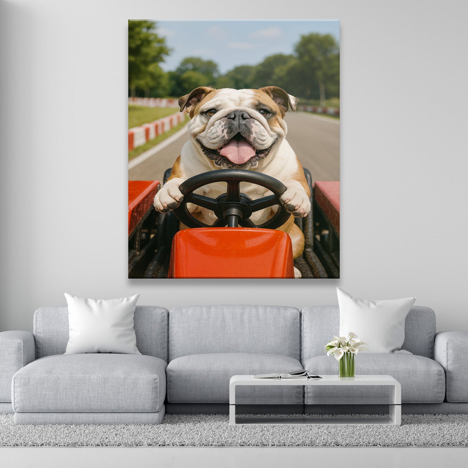 Custom Photo Dog Go Kart Canvas Gift For Dog Lovers