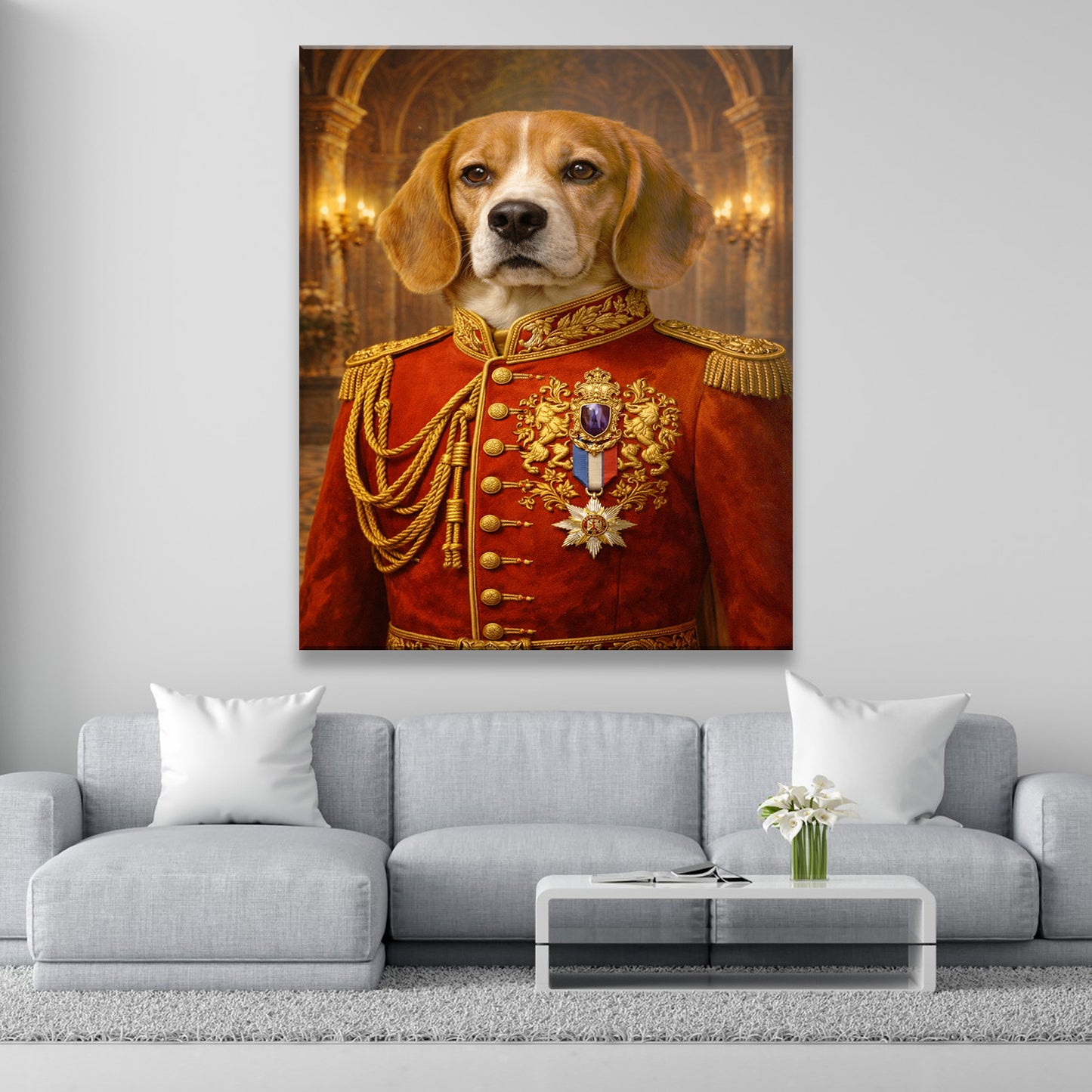 Custom Photo Royal King Dog Style 02 Canvas Gift For Dog Lovers