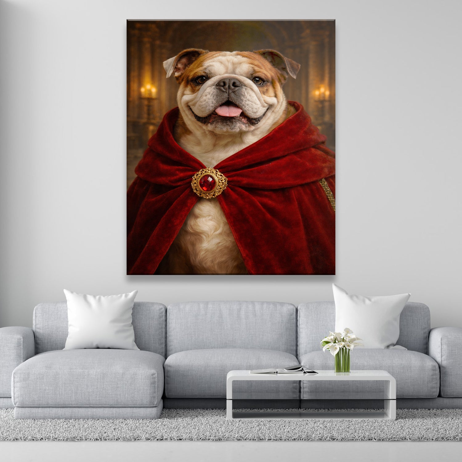 Custom Photo King Royal Dog Canvas Gift For Dog Lover