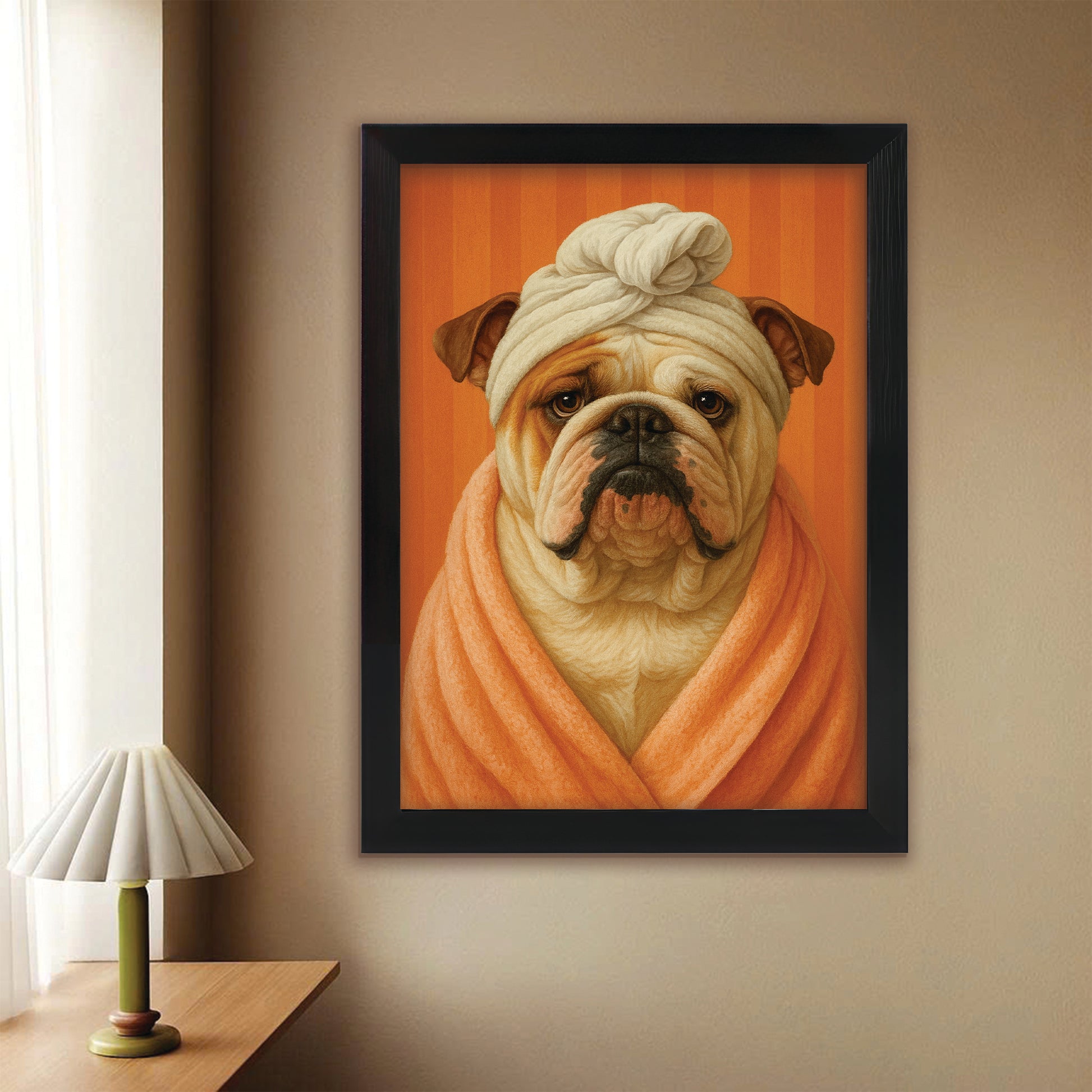 Custom Photo Dog Bathroom Style 17 Canvas Framed Wall Art Gift For Dog Lovers