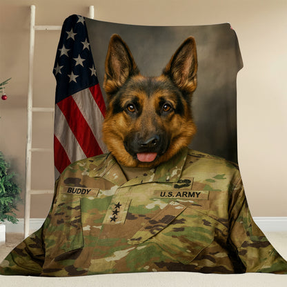 Custom Dog Photo Us Army Blanket For Dog Lover