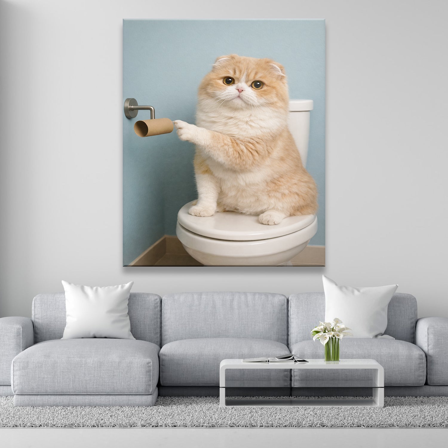 Custom Photo Cat Bathroom Style 33 Canvas Gift For Cat Lovers