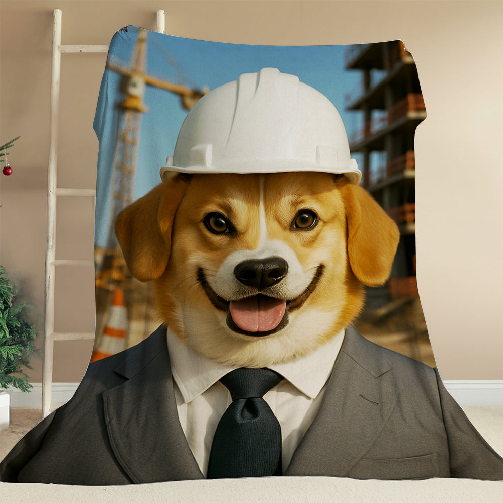 Custom Photo Engineer Construction Dog BlanketGift For Dog Lovers