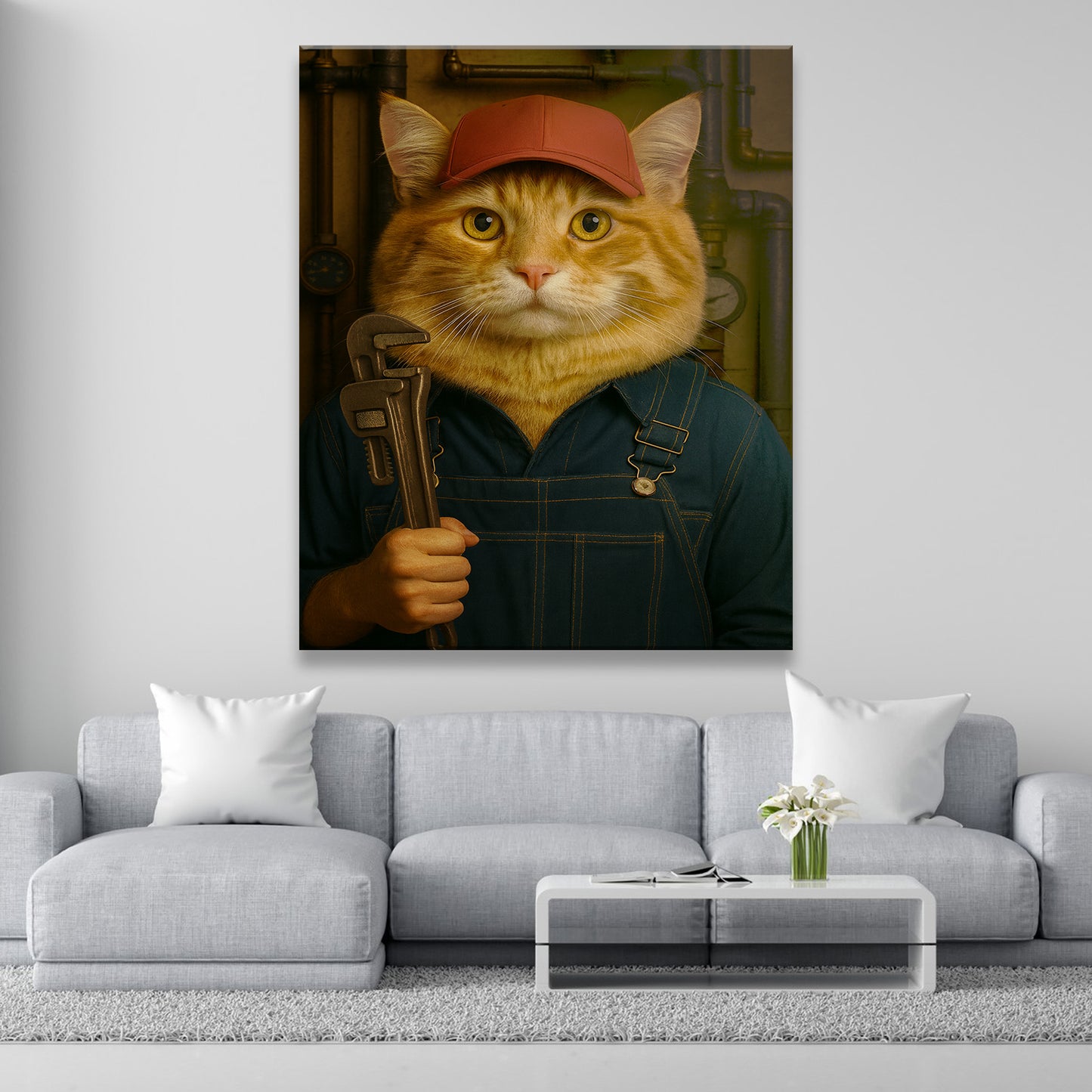 Custom Photo Plumber Cat Canvas Gift For Cat Lovers